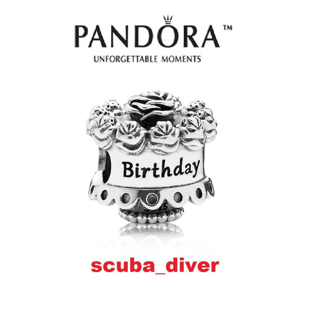Pandora Happy Birthday Cake Charm Flowers Roses Retired Discontinued